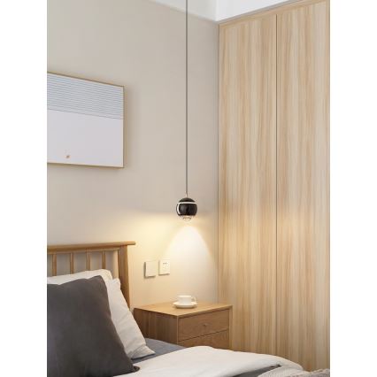 Immax NEO 07220L - LED Dimmable chandelier on a string DORMINE LED/6W/230V shiny black Tuya + remote control