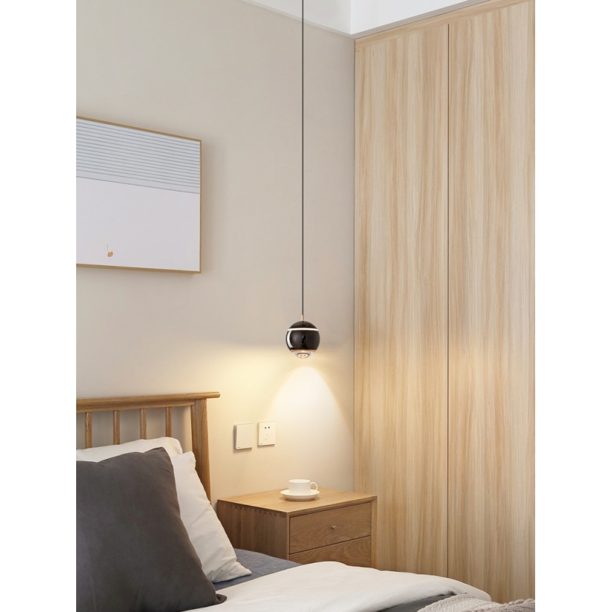 Immax NEO 07220L - LED Dimmable chandelier on a string DORMINE LED/6W/230V shiny black Tuya + remote control