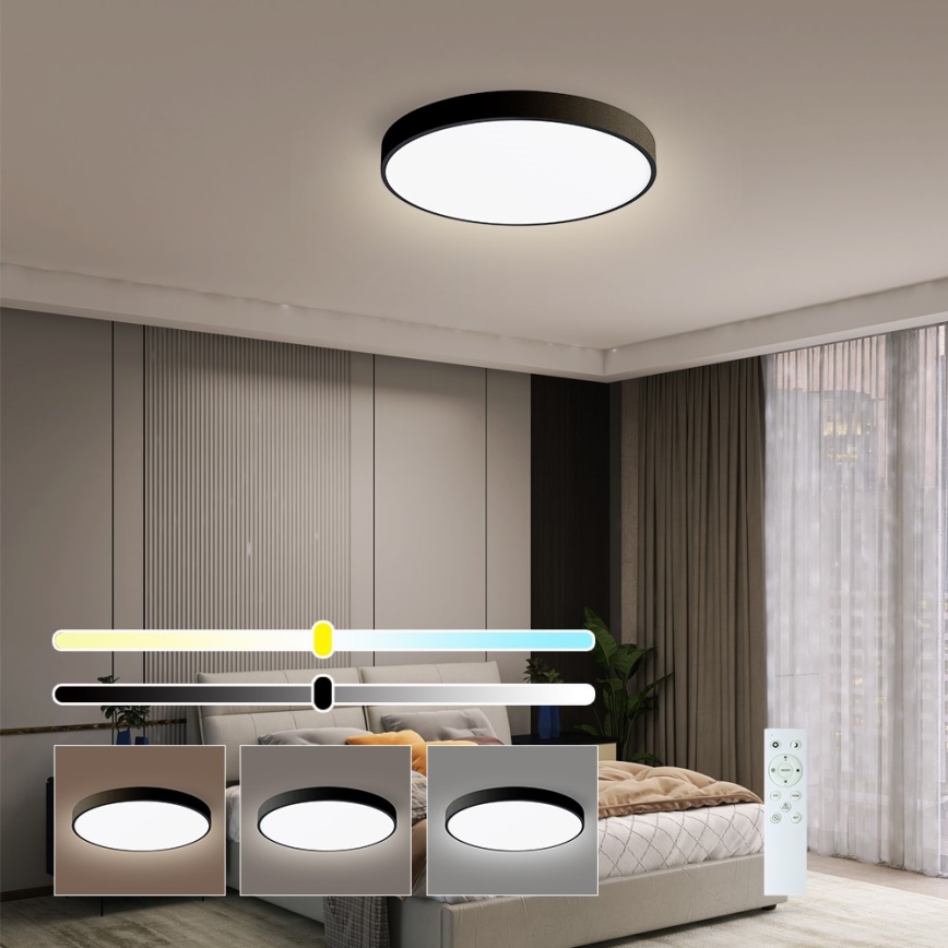 Immax NEO 07248L - LED Dimmable ceiling light NEO LITE SEMPLICI LED/36W/230V 3000-6000K Wi-Fi Tuya black + remote control