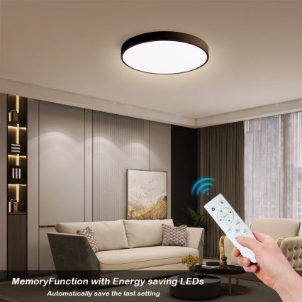 Immax NEO 07248L - LED Dimmable ceiling light NEO LITE SEMPLICI LED/36W/230V 3000-6000K Wi-Fi Tuya black + remote control
