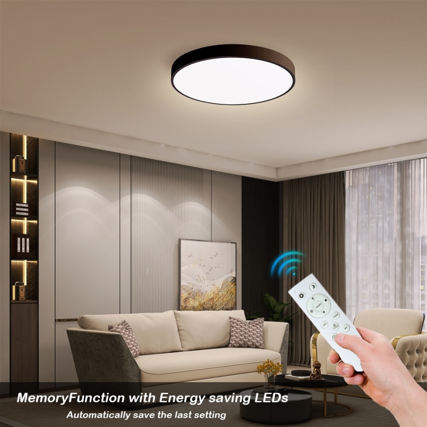 Immax NEO 07248L - LED Dimmable ceiling light NEO LITE SEMPLICI LED/36W/230V 3000-6000K Wi-Fi Tuya black + remote control