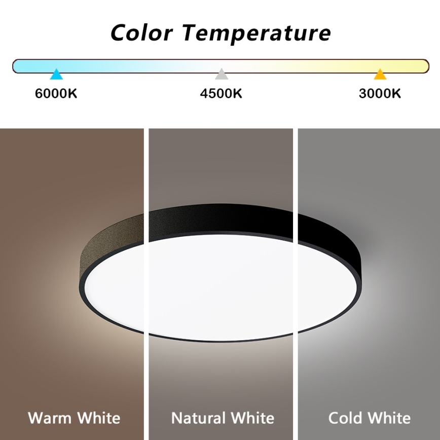 Immax NEO 07248L - LED Dimmable ceiling light NEO LITE SEMPLICI LED/36W/230V 3000-6000K Wi-Fi Tuya black + remote control