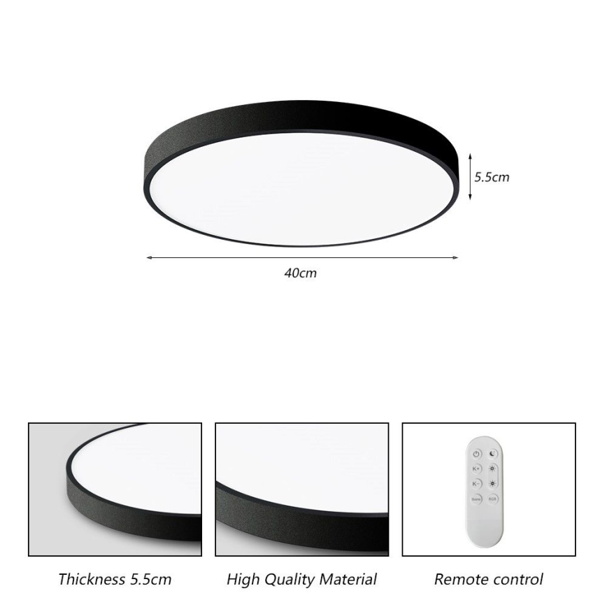 Immax NEO 07248L - LED Dimmable ceiling light NEO LITE SEMPLICI LED/36W/230V 3000-6000K Wi-Fi Tuya black + remote control