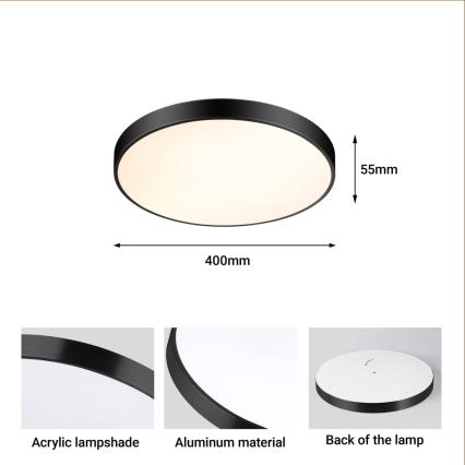 Immax NEO 07248L - LED Dimmable ceiling light NEO LITE SEMPLICI LED/36W/230V 3000-6000K Wi-Fi Tuya black + remote control