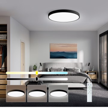 Immax NEO 07249L - LED Dimmable ceiling light NEO LITE SEMPLICI LED/48W/230V 3000-6000K Wi-Fi Tuya black + remote control