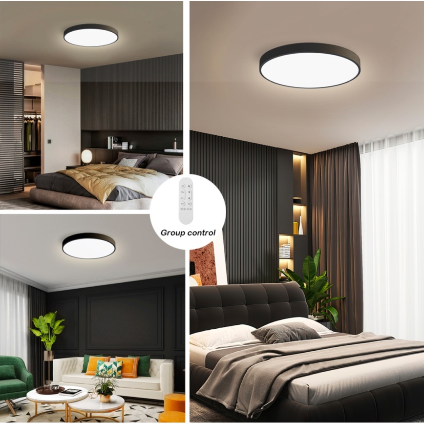 Immax NEO 07249L - LED Dimmable ceiling light NEO LITE SEMPLICI LED/48W/230V 3000-6000K Wi-Fi Tuya black + remote control