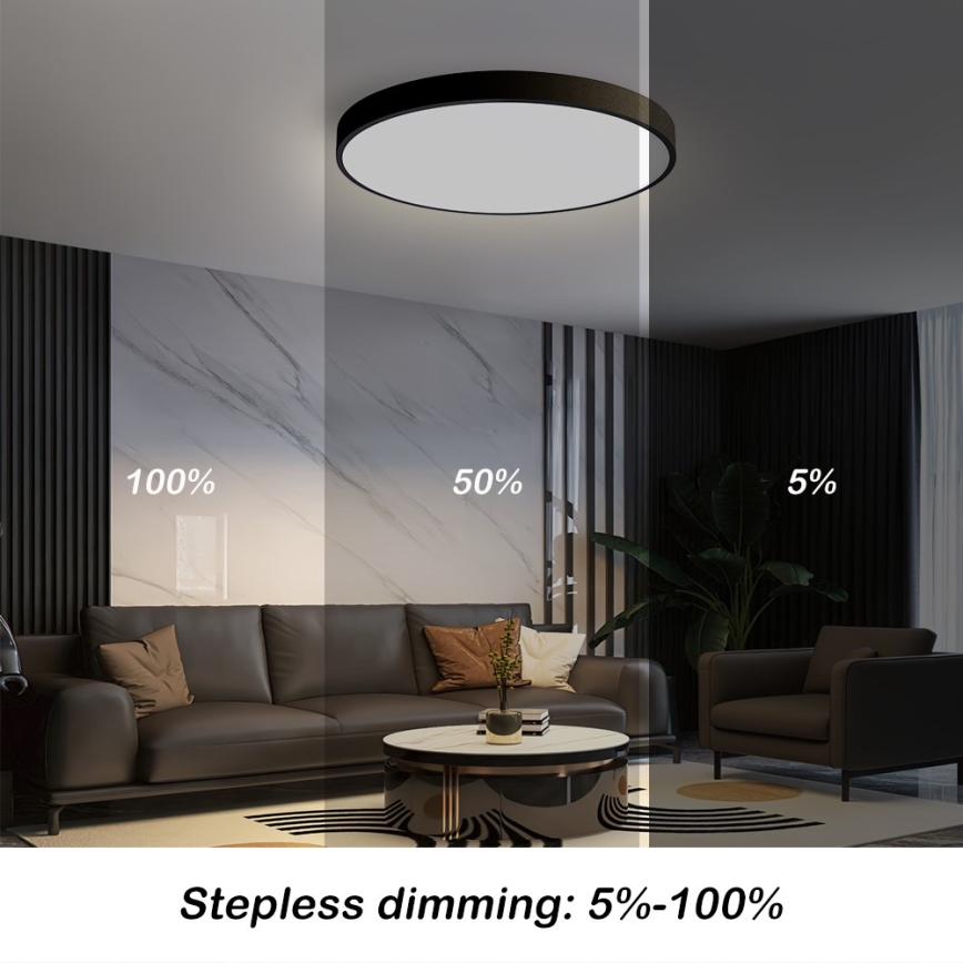 Immax NEO 07249L - LED Dimmable ceiling light NEO LITE SEMPLICI LED/48W/230V 3000-6000K Wi-Fi Tuya black + remote control