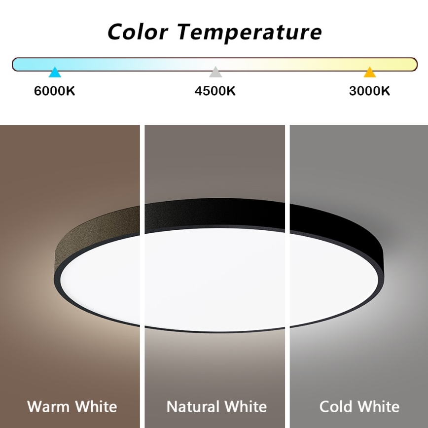 Immax NEO 07249L - LED Dimmable ceiling light NEO LITE SEMPLICI LED/48W/230V 3000-6000K Wi-Fi Tuya black + remote control