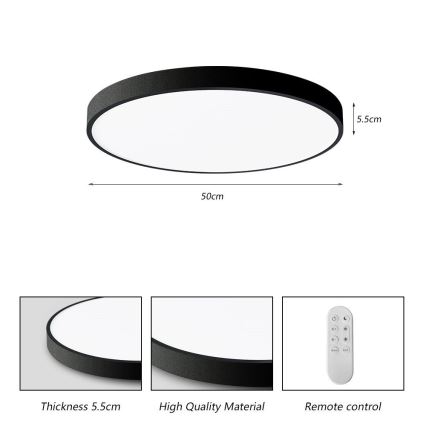 Immax NEO 07249L - LED Dimmable ceiling light NEO LITE SEMPLICI LED/48W/230V 3000-6000K Wi-Fi Tuya black + remote control