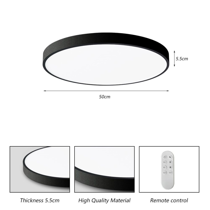 Immax NEO 07249L - LED Dimmable ceiling light NEO LITE SEMPLICI LED/48W/230V 3000-6000K Wi-Fi Tuya black + remote control