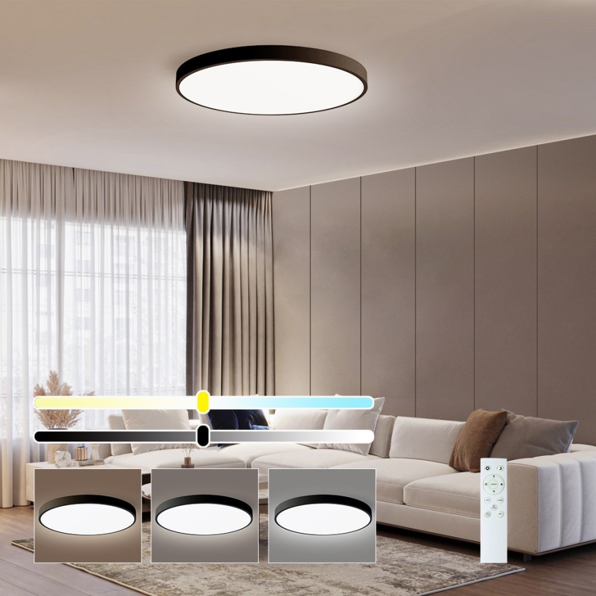 Immax NEO 07250L - LED Dimmable ceiling light NEO LITE SEMPLICI LED/60W/230V 3000-6000K Wi-Fi Tuya black + remote control