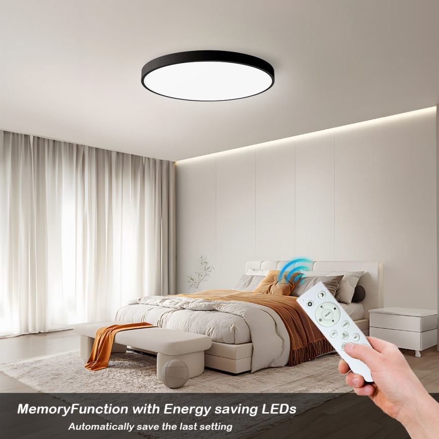 Immax NEO 07250L - LED Dimmable ceiling light NEO LITE SEMPLICI LED/60W/230V 3000-6000K Wi-Fi Tuya black + remote control