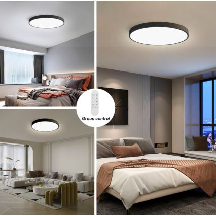 Immax NEO 07250L - LED Dimmable ceiling light NEO LITE SEMPLICI LED/60W/230V 3000-6000K Wi-Fi Tuya black + remote control