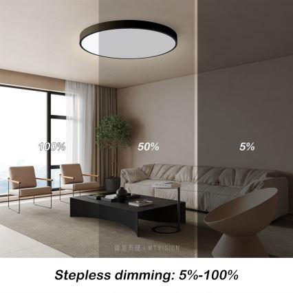 Immax NEO 07250L - LED Dimmable ceiling light NEO LITE SEMPLICI LED/60W/230V 3000-6000K Wi-Fi Tuya black + remote control