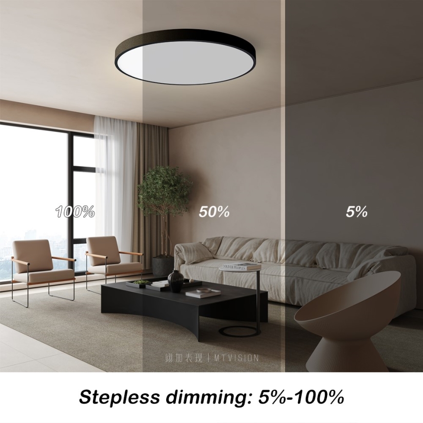Immax NEO 07250L - LED Dimmable ceiling light NEO LITE SEMPLICI LED/60W/230V 3000-6000K Wi-Fi Tuya black + remote control