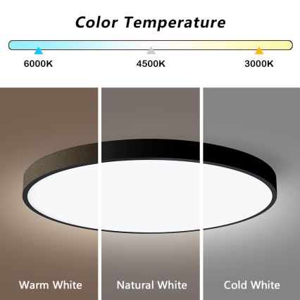 Immax NEO 07250L - LED Dimmable ceiling light NEO LITE SEMPLICI LED/60W/230V 3000-6000K Wi-Fi Tuya black + remote control