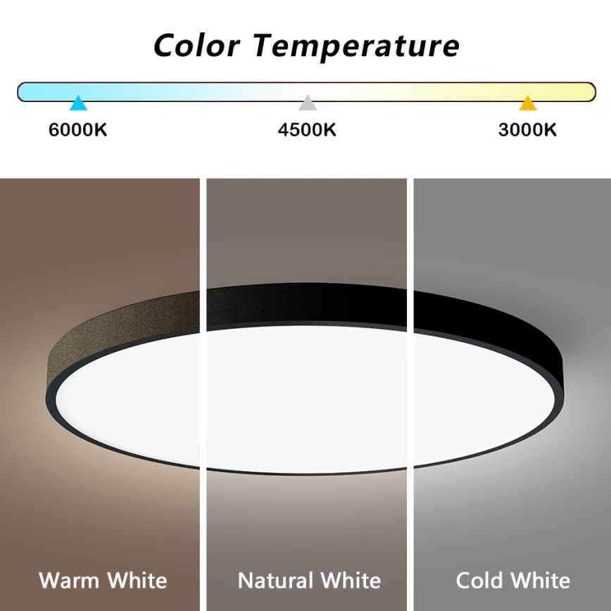 Immax NEO 07250L - LED Dimmable ceiling light NEO LITE SEMPLICI LED/60W/230V 3000-6000K Wi-Fi Tuya black + remote control