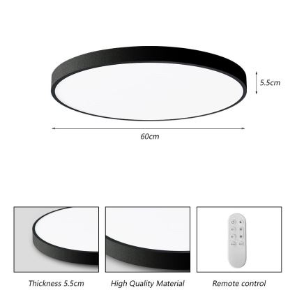 Immax NEO 07250L - LED Dimmable ceiling light NEO LITE SEMPLICI LED/60W/230V 3000-6000K Wi-Fi Tuya black + remote control