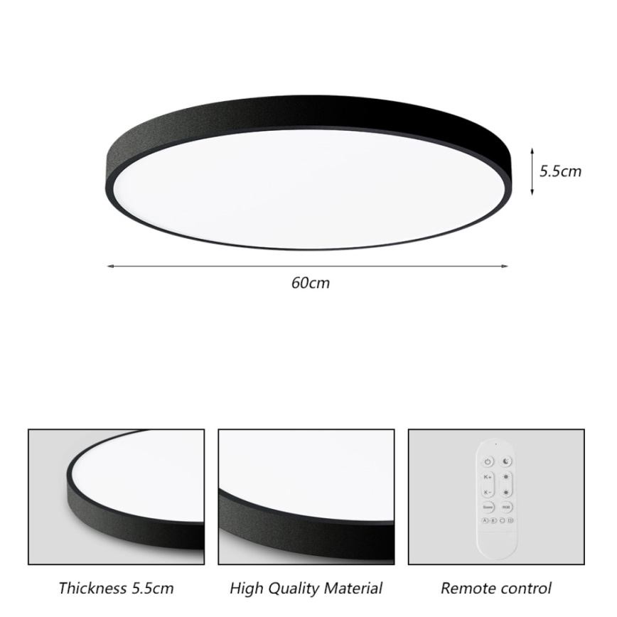 Immax NEO 07250L - LED Dimmable ceiling light NEO LITE SEMPLICI LED/60W/230V 3000-6000K Wi-Fi Tuya black + remote control