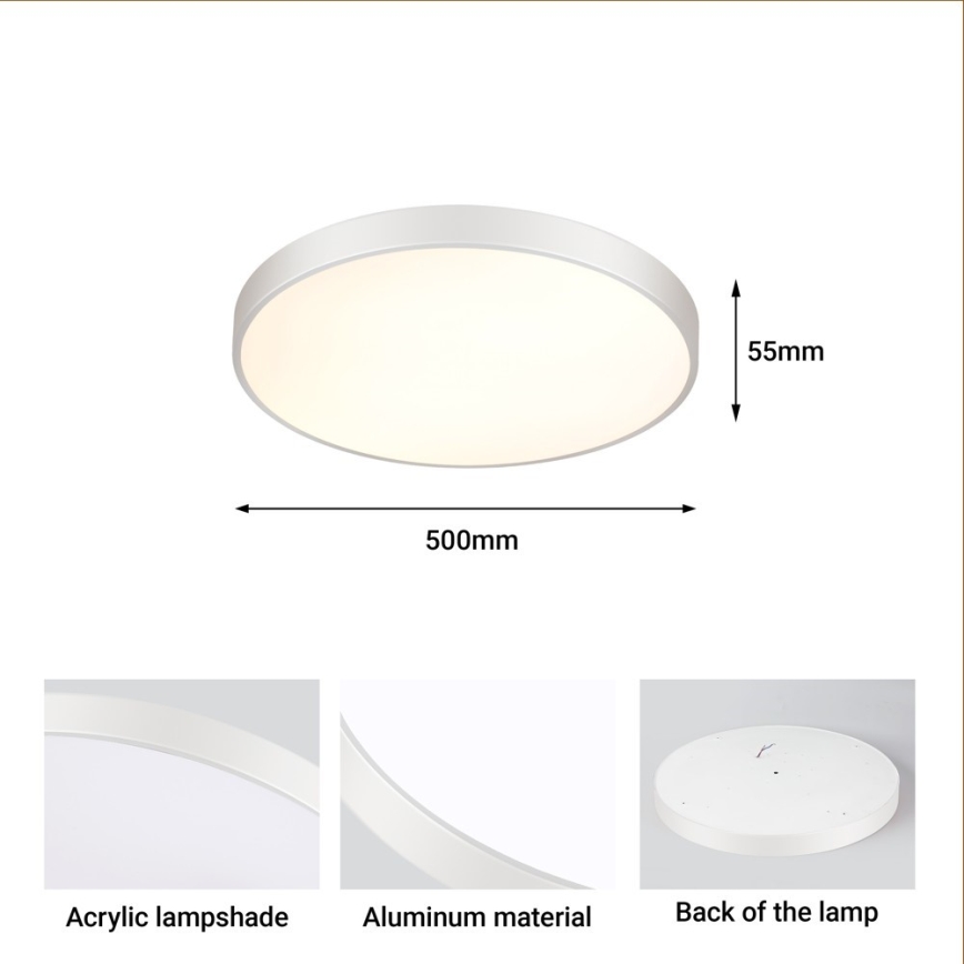 Immax NEO 07252L - LED Dimmable ceiling light NEO LITE SEMPLICI LED/48W/230V 3000-6000K Wi-Fi Tuya white + remote control
