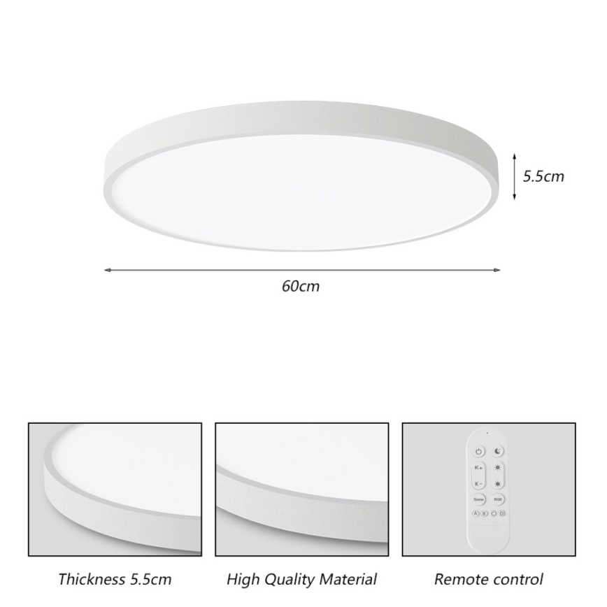 Immax NEO 07253L - LED Dimmable ceiling light NEO LITE SEMPLICI LED/60W/230V 3000-6000K Wi-Fi Tuya white + remote control