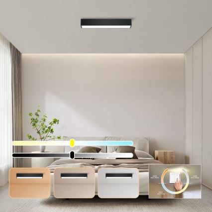 Immax NEO 07254L - LED Dimmable ceiling light NEO LITE LUNGO LED/20W/230V 3000-6000K Wi-Fi Tuya black + remote control