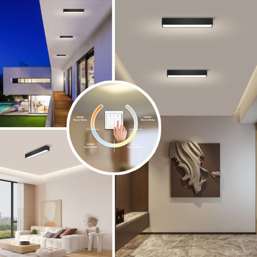 Immax NEO 07254L - LED Dimmable ceiling light NEO LITE LUNGO LED/20W/230V 3000-6000K Wi-Fi Tuya black + remote control