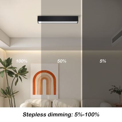 Immax NEO 07254L - LED Dimmable ceiling light NEO LITE LUNGO LED/20W/230V 3000-6000K Wi-Fi Tuya black + remote control