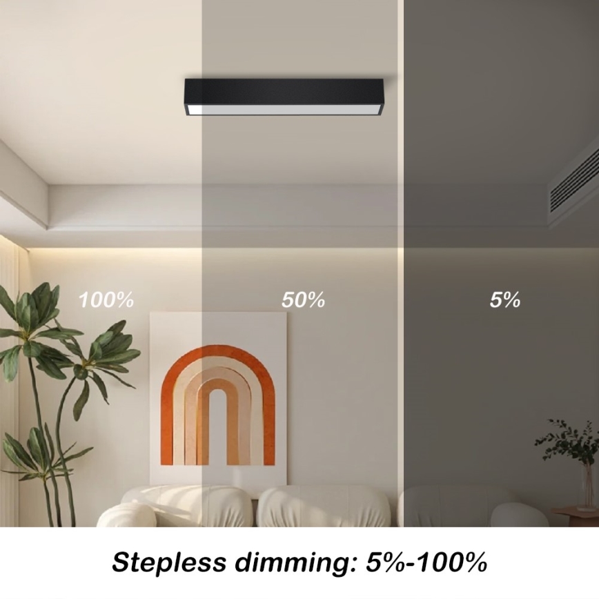 Immax NEO 07254L - LED Dimmable ceiling light NEO LITE LUNGO LED/20W/230V 3000-6000K Wi-Fi Tuya black + remote control