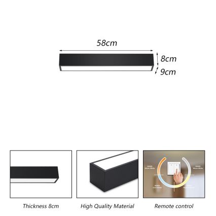 Immax NEO 07254L - LED Dimmable ceiling light NEO LITE LUNGO LED/20W/230V 3000-6000K Wi-Fi Tuya black + remote control