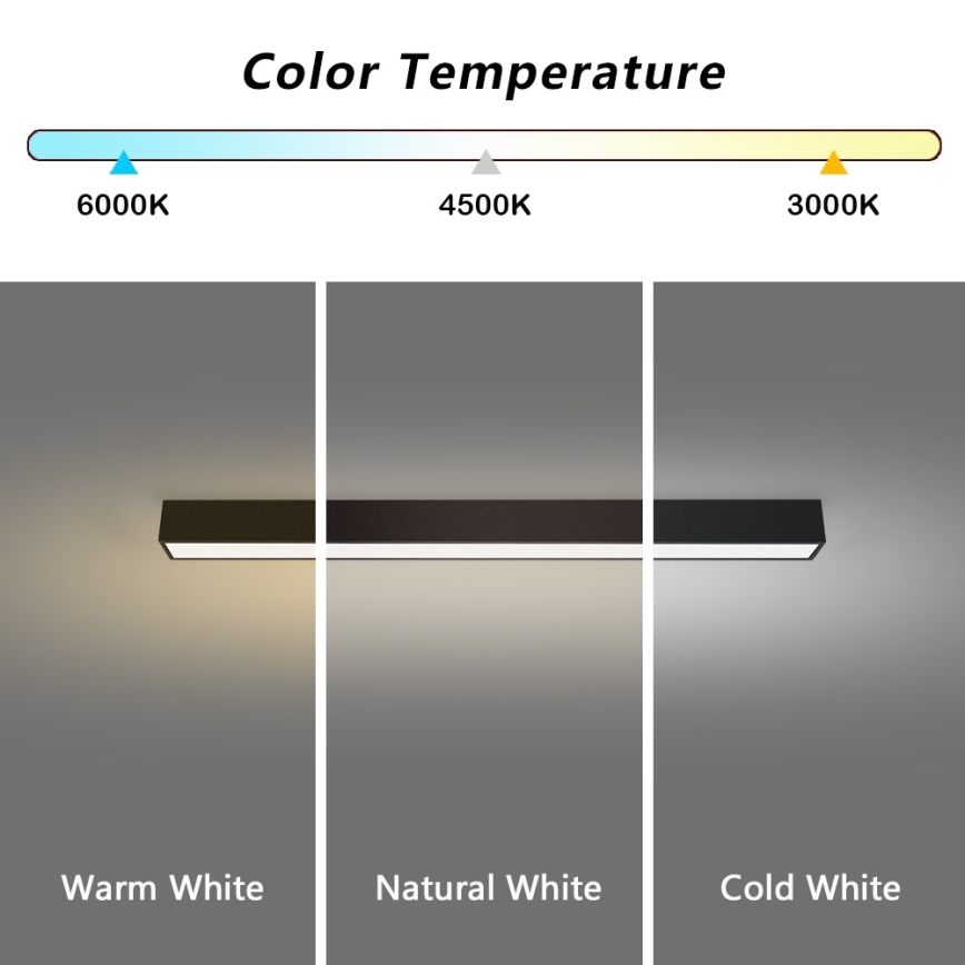 Immax NEO 07255L - LED Dimmable ceiling light NEO LITE LUNGO LED/20W/230V 3000-6000K Wi-Fi Tuya black + remote control