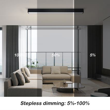 Immax NEO 07255L - LED Dimmable ceiling light NEO LITE LUNGO LED/20W/230V 3000-6000K Wi-Fi Tuya black + remote control