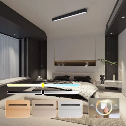 Immax NEO 07256L - LED Dimmable ceiling light NEO LITE LUNGO LED/38W/230V 3000-6000K Wi-Fi Tuya black + remote control