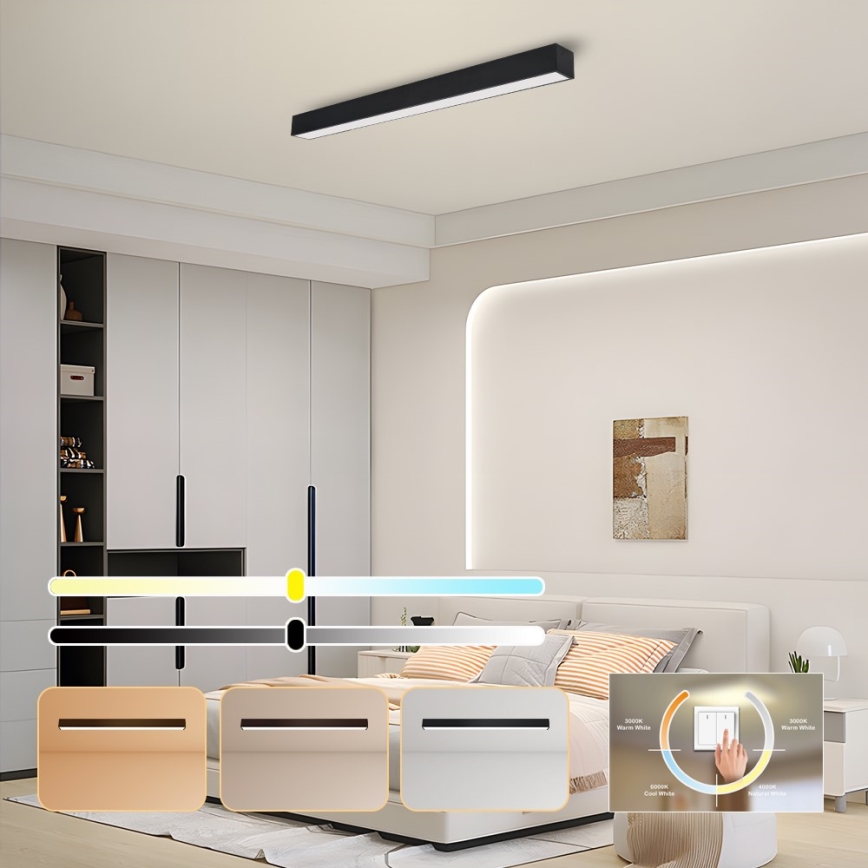 Immax NEO 07256L - LED Dimmable ceiling light NEO LITE LUNGO LED/38W/230V 3000-6000K Wi-Fi Tuya black + remote control