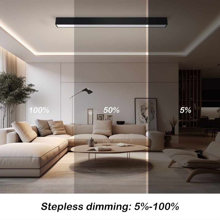 Immax NEO 07256L - LED Dimmable ceiling light NEO LITE LUNGO LED/38W/230V 3000-6000K Wi-Fi Tuya black + remote control