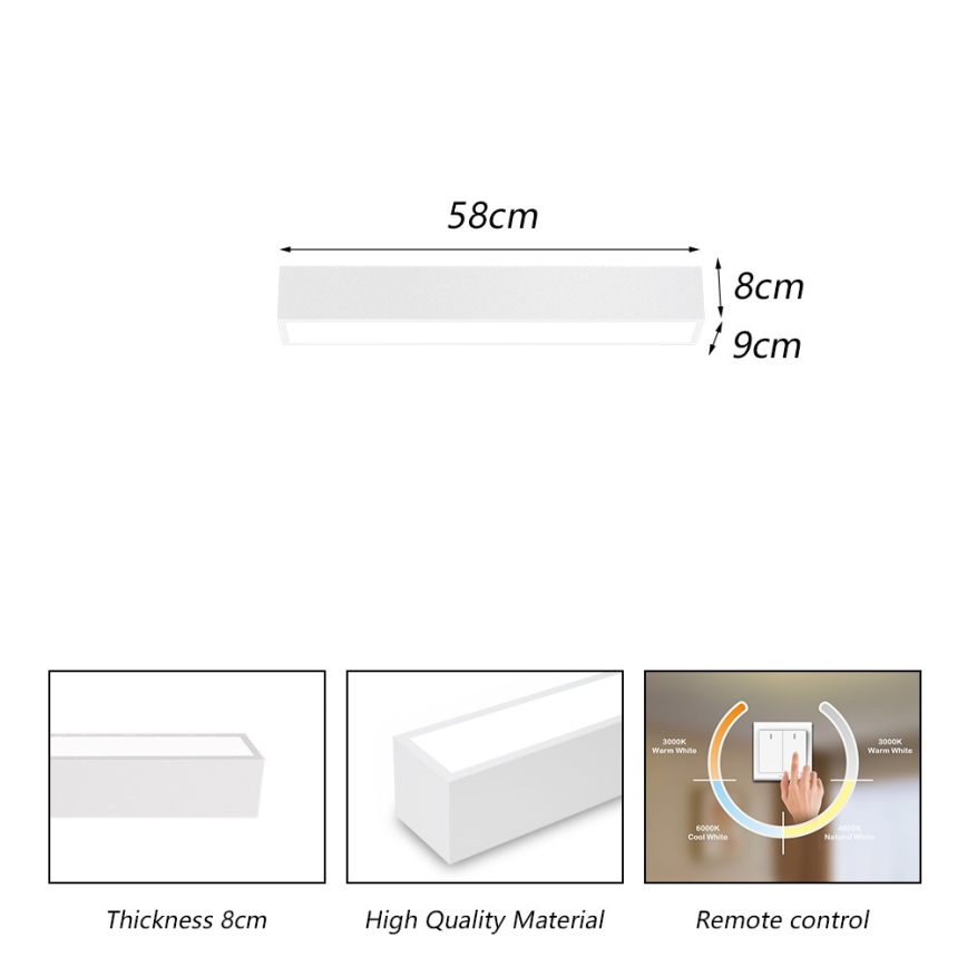 Immax NEO 07257L - LED Dimmable ceiling light NEO LITE LUNGO LED/20W/230V 3000-6000K Wi-Fi Tuya white + remote control