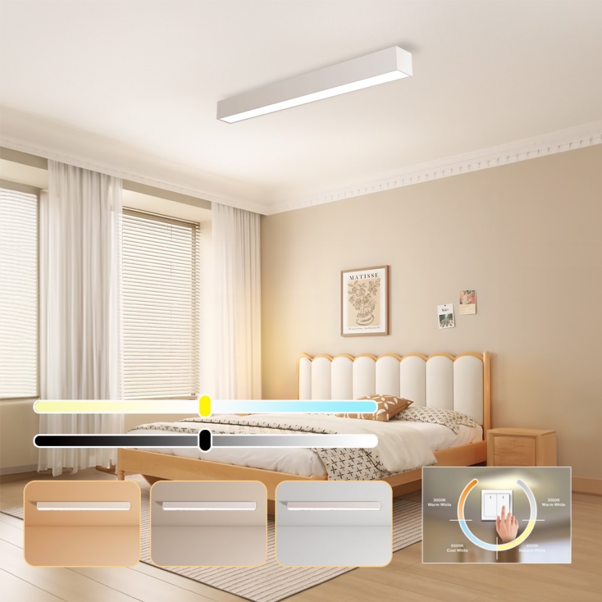 Immax NEO 07258L - LED Dimmable ceiling light NEO LITE LUNGO LED/29W/230V 3000-6000K Wi-Fi Tuya white + remote control