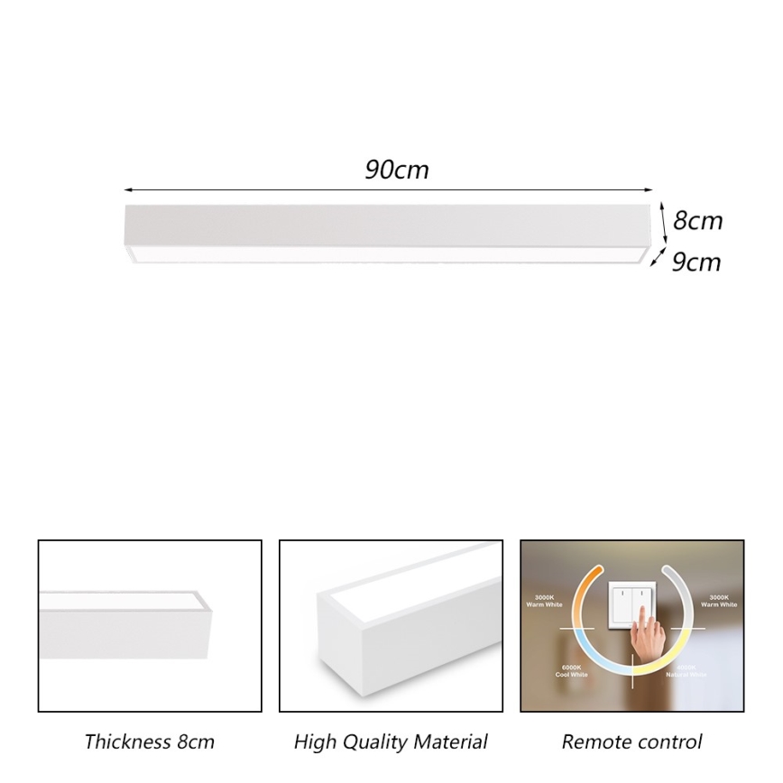 Immax NEO 07258L - LED Dimmable ceiling light NEO LITE LUNGO LED/29W/230V 3000-6000K Wi-Fi Tuya white + remote control