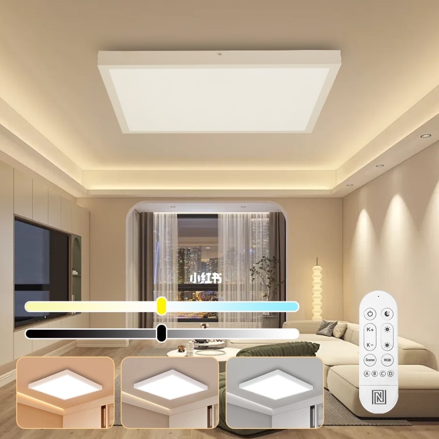 Immax NEO 07277L - LED Dimmable bathroom ceiling light NEO LITE FRAME LED/50W/230V IP44 Wi-Fi Tuya +remote control white