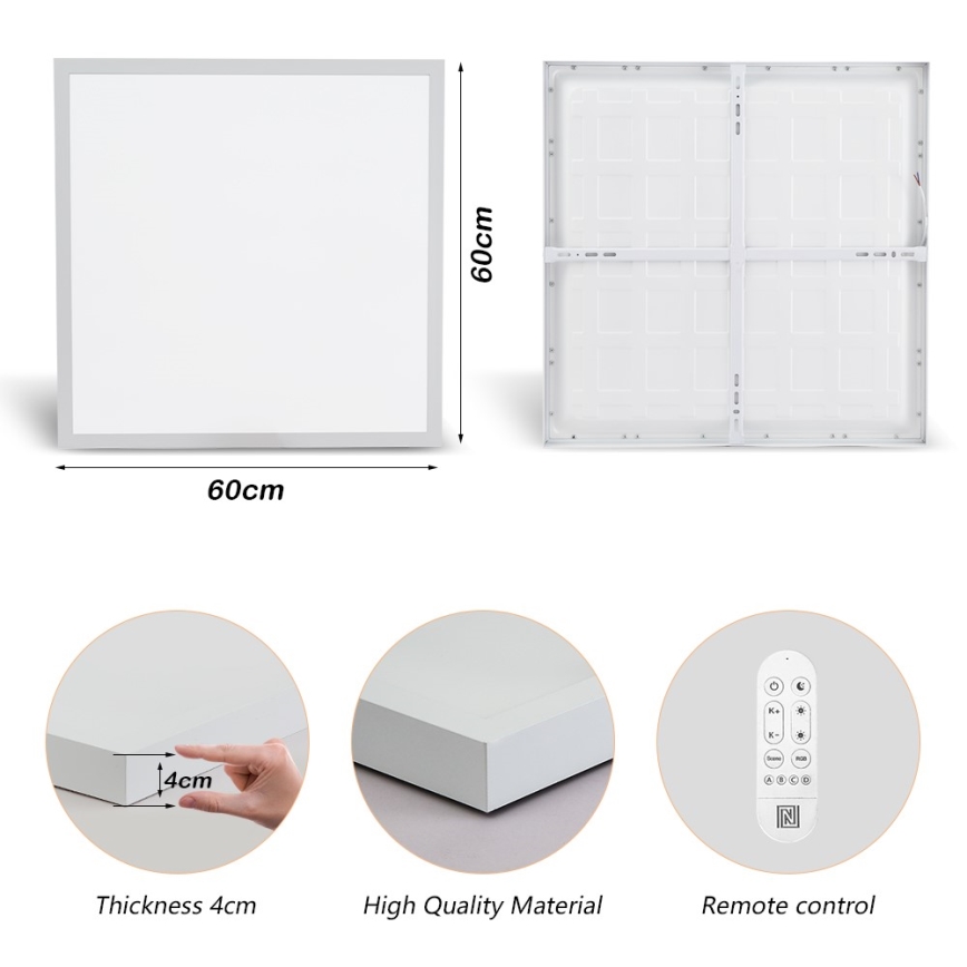 Immax NEO 07277L - LED Dimmable bathroom ceiling light NEO LITE FRAME LED/50W/230V IP44 Wi-Fi Tuya +remote control white