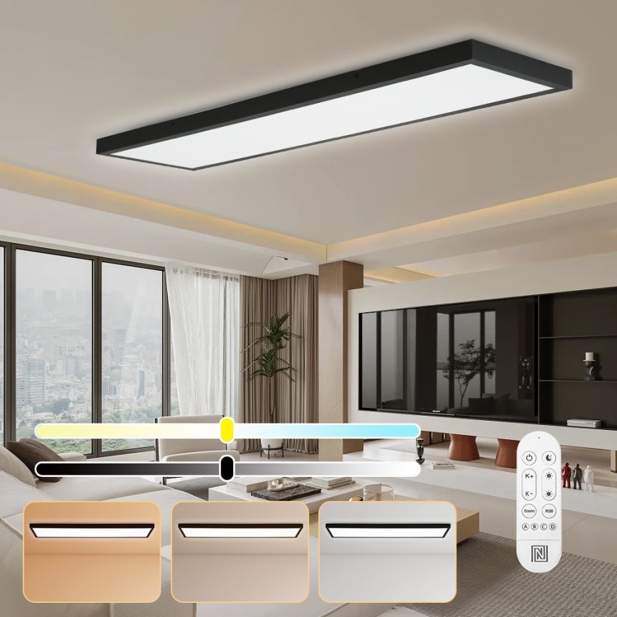 Immax NEO 07278L - LED Dimmable bathroom ceiling light NEO LITE FRAME LED/50W/230V IP44 Wi-Fi Tuya + remote control black