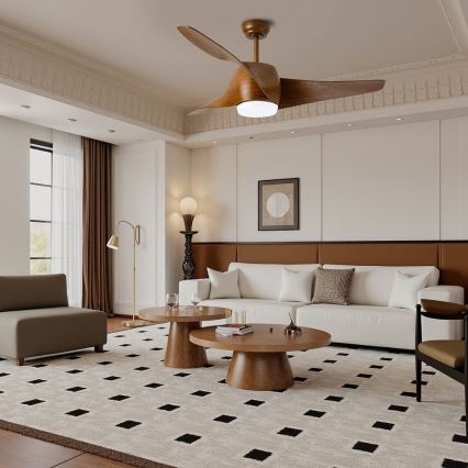 Immax NEO 07286L - WAVE LED ceiling fan LED/18W/230V Tuya Wi‑Fi, brown, dia. 132 cm + remote control