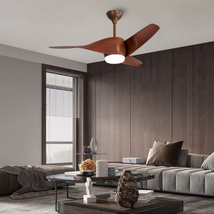 Immax NEO 07286L - WAVE LED ceiling fan LED/18W/230V Tuya Wi‑Fi, brown, dia. 132 cm + remote control