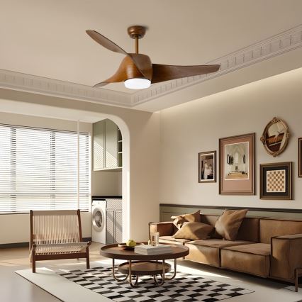 Immax NEO 07286L - WAVE LED ceiling fan LED/18W/230V Tuya Wi‑Fi, brown, dia. 132 cm + remote control