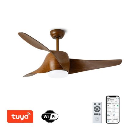 Immax NEO 07286L - WAVE LED ceiling fan LED/18W/230V Tuya Wi‑Fi, brown, dia. 132 cm + remote control