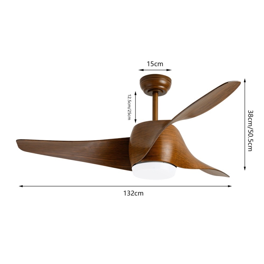 Immax NEO 07286L - WAVE LED ceiling fan LED/18W/230V Tuya Wi‑Fi, brown, dia. 132 cm + remote control