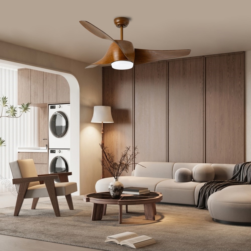 Immax NEO 07286L - LED Dimmable ceiling fan WAVE LED/18W/230V Wi-Fi Tuya brown + remote control