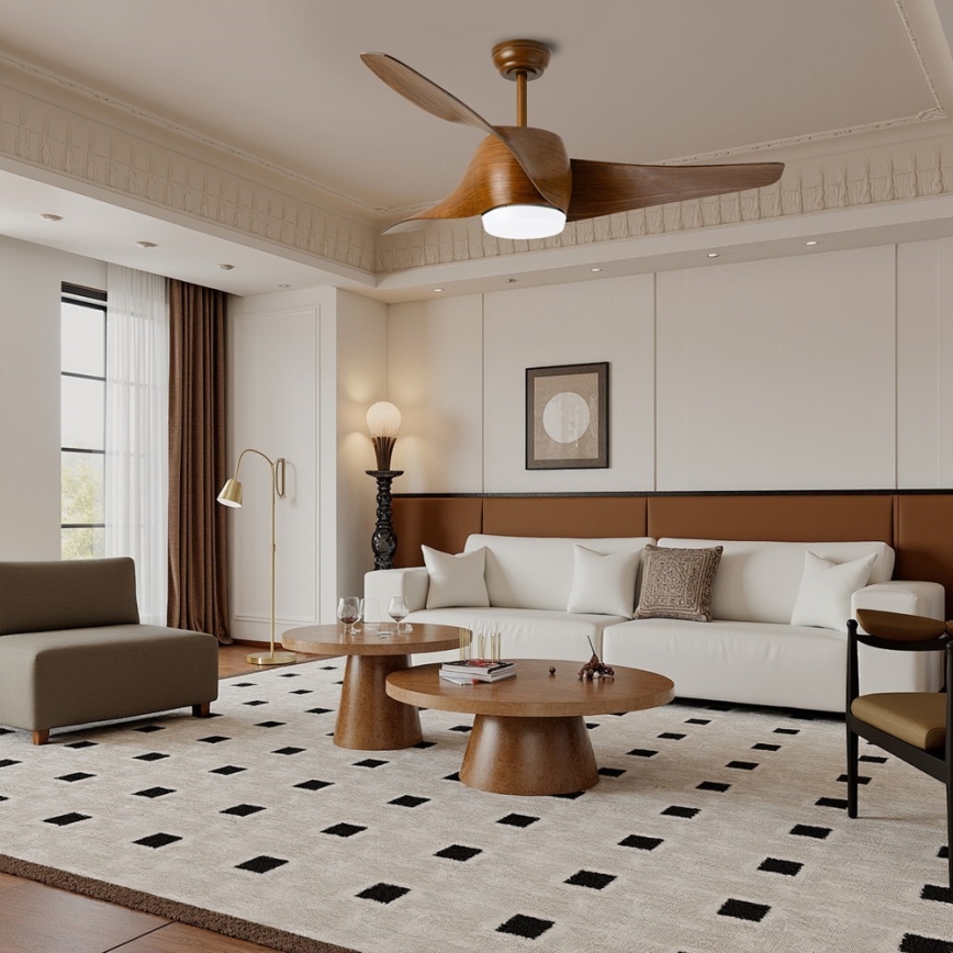 Immax NEO 07286L - LED Dimmable ceiling fan WAVE LED/18W/230V Wi-Fi Tuya brown + remote control