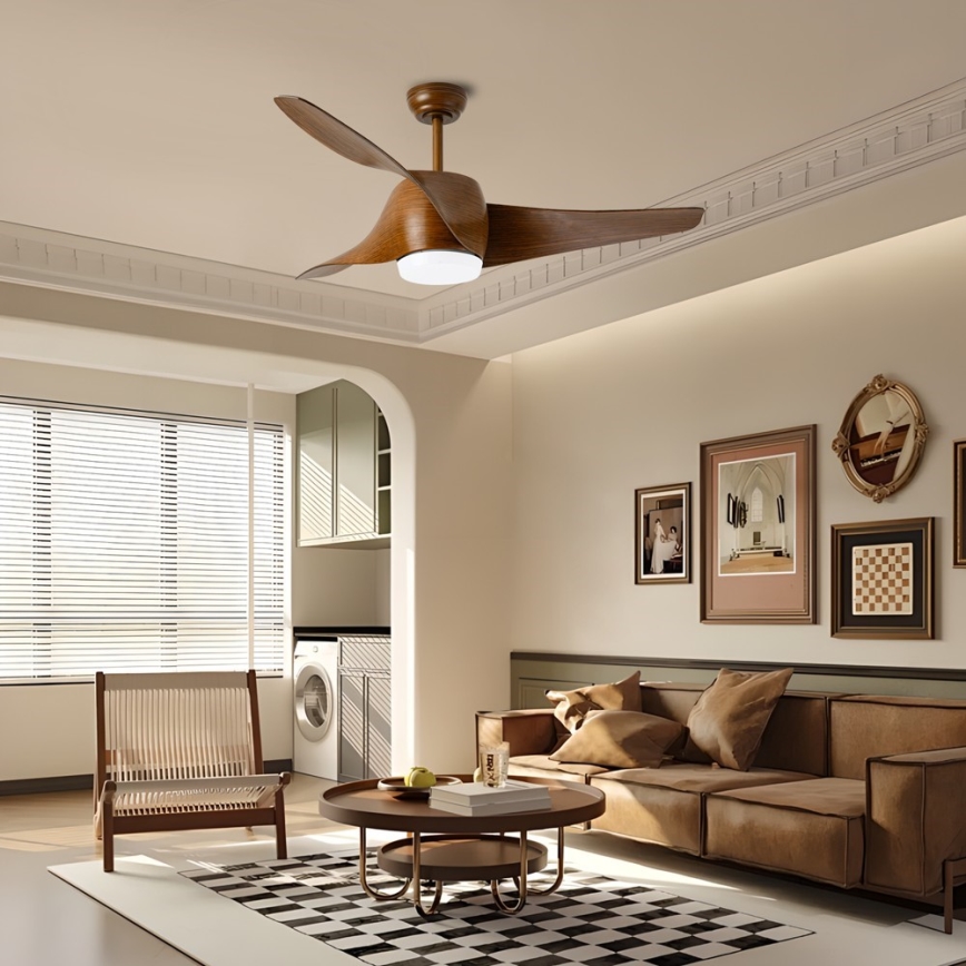 Immax NEO 07286L - LED Dimmable ceiling fan WAVE LED/18W/230V Wi-Fi Tuya brown + remote control