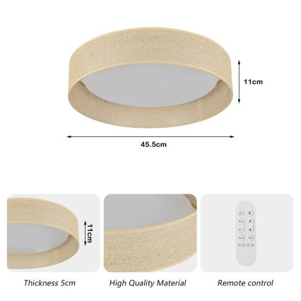 Immax NEO 07289L - LED+CCT Dimmable Ceiling Light LONA LED/36W/230V 3000-6000K Wi-Fi Tuya Ø 45.5 cm + Remote Control
